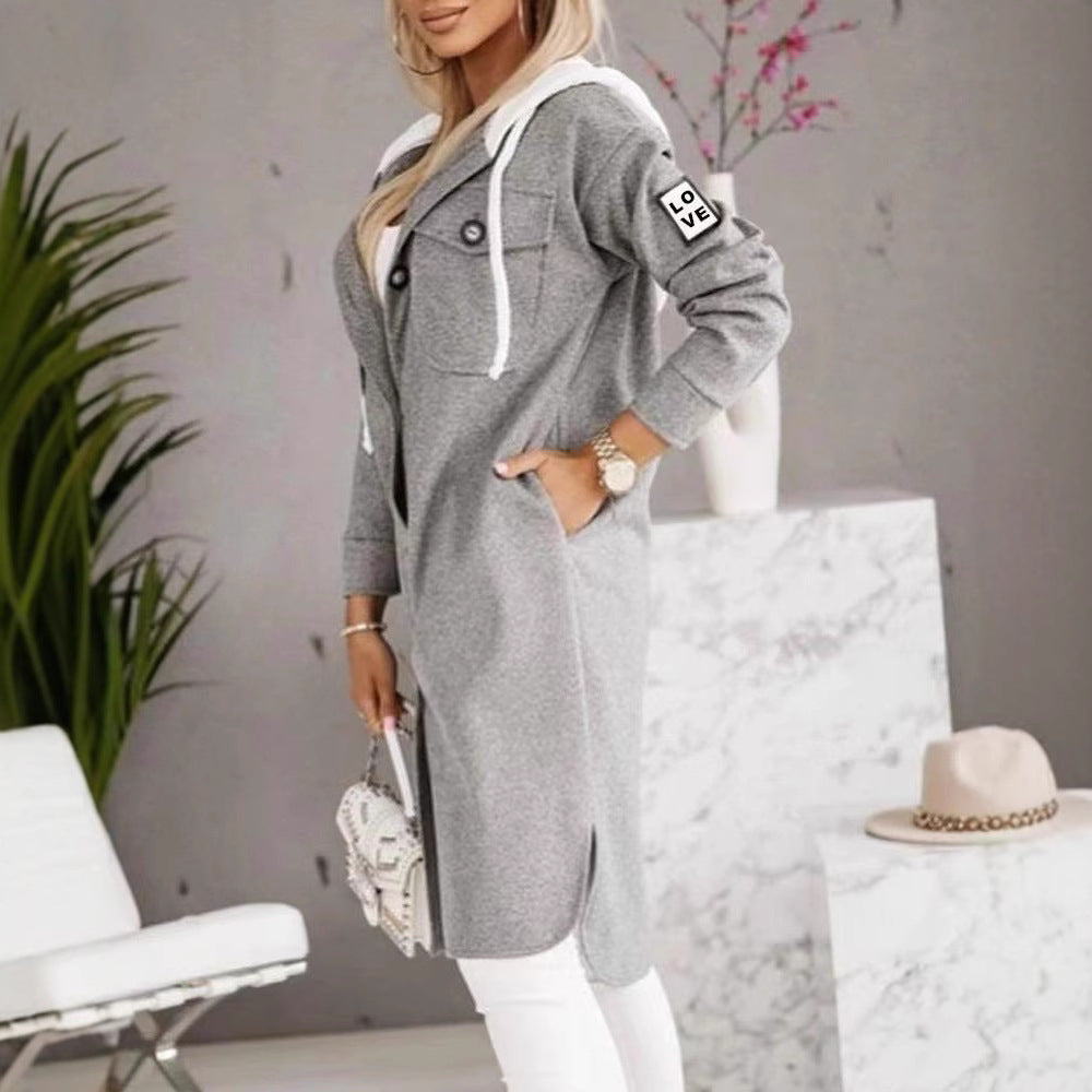 Damen Oversized Kapuzenjacke Norvielle mit Knopfdetails und Taschen