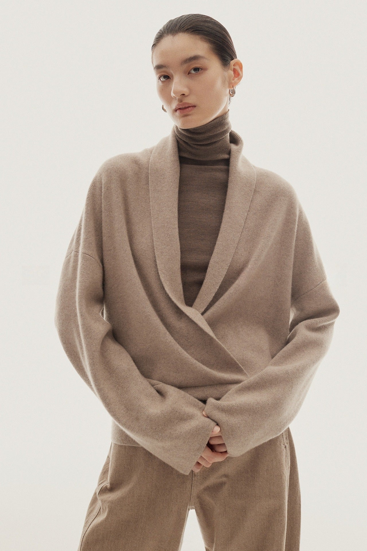 Damen Wickelpullover Weich Wolle Norvielle