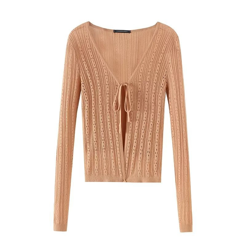 Damen Strickcardigan Verstellbare Schnürung Elegantes Design