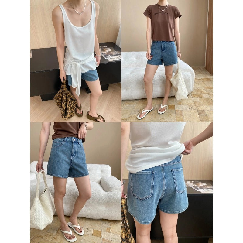 Damen Jeansshorts Hochbund Moderner Schnitt