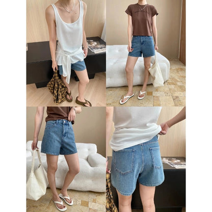 Damen Jeansshorts Hochbund Moderner Schnitt