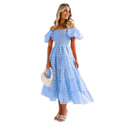 Damen Maxi-Kleid Puffärmel Elastisch Norvielle