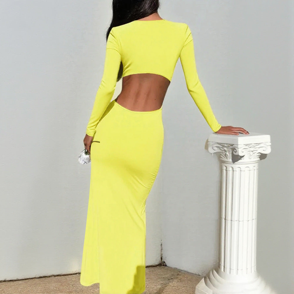 Damen Maxikleid mit Volants und V-Ausschnitt Norvielle
