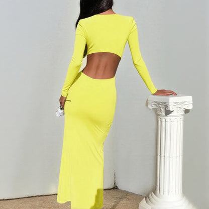 Damen Maxikleid mit Volants und V-Ausschnitt Norvielle