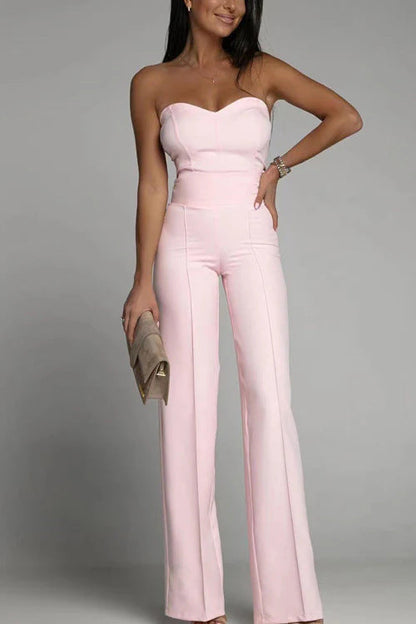 Damen Jumpsuit Schulterfrei Weites Bein Norvielle
