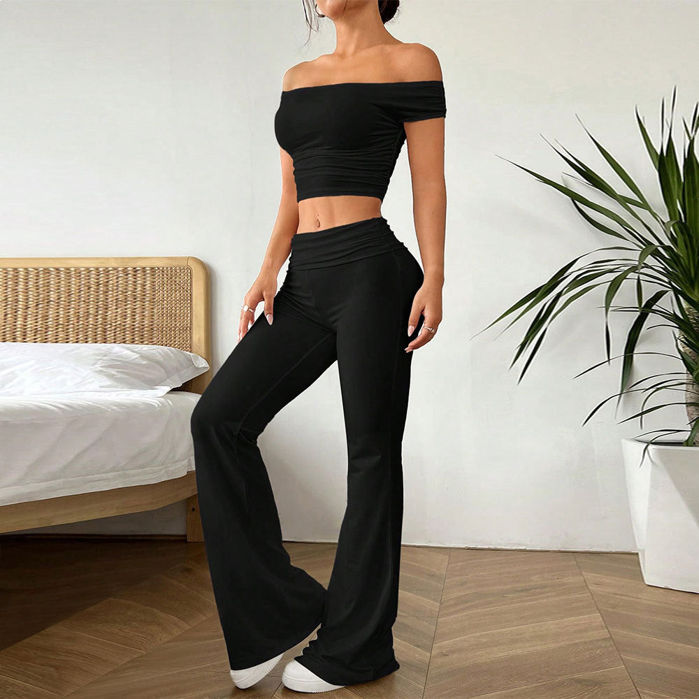 Norvielle Damen Crop- und High-Waist-Hosen Set