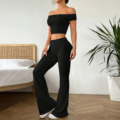 Norvielle Damen Crop- und High-Waist-Hosen Set