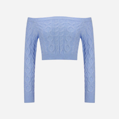 Damen Off-Shoulder Pullover Zopfmuster Norvielle