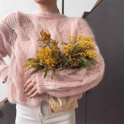 Damen Mohairpullover Weich Voluminöse Ärmel Norvielle