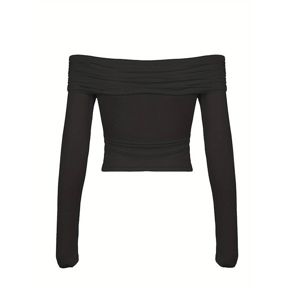 Damen Off-Shoulder Langarm-Bodysuit mit Drapierungsdetail