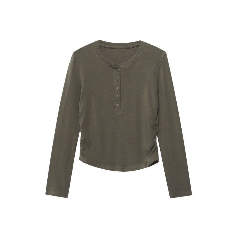 Damen Langarm Henley-Shirt Rippdetails Norvielle