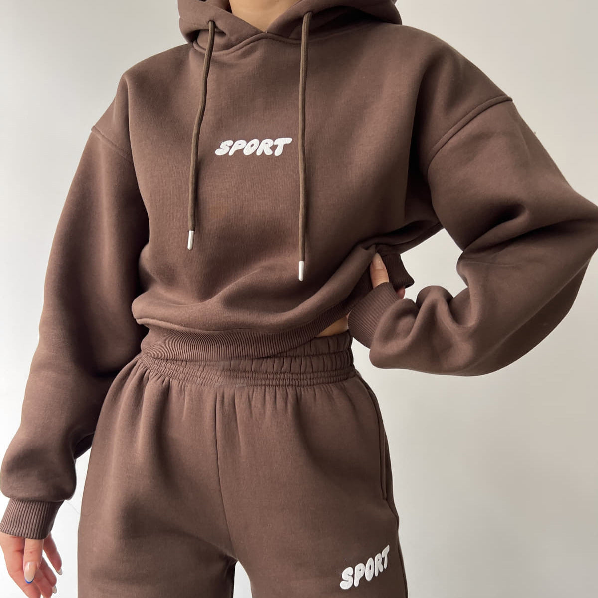 Damen Sport-Hoodie-Set mit Jogginghose Hochtailliert Weich Norvielle