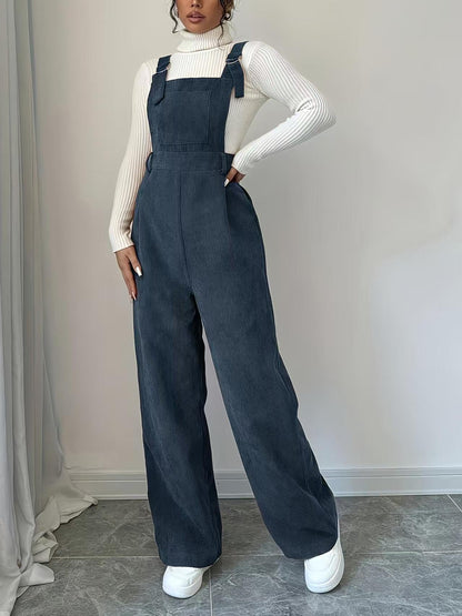 Damen Cord-Overall Lässig Geschnitten Beige