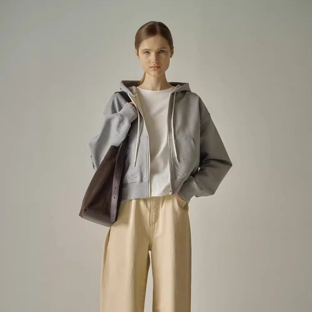 Damen Kapuzen-Sweatjacke Reißverschluss Seitentaschen Norvielle