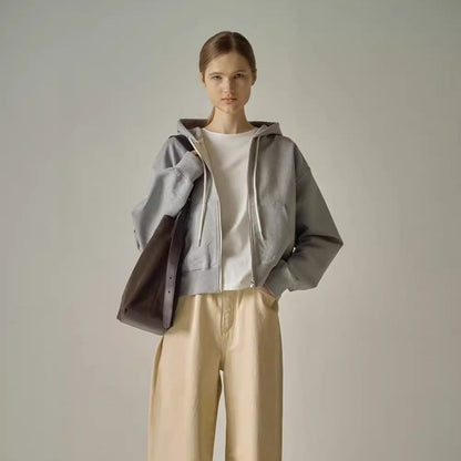 Damen Kapuzen-Sweatjacke Reißverschluss Seitentaschen Norvielle