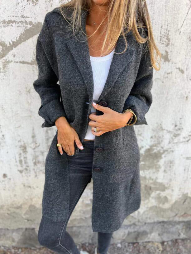 Damen Wolljacke Oversize Lang