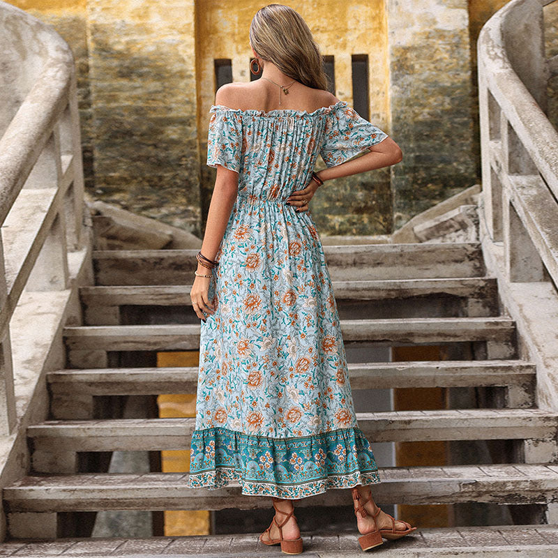 Damen Maxikleid Off-Shoulder Floralmuster Norvielle