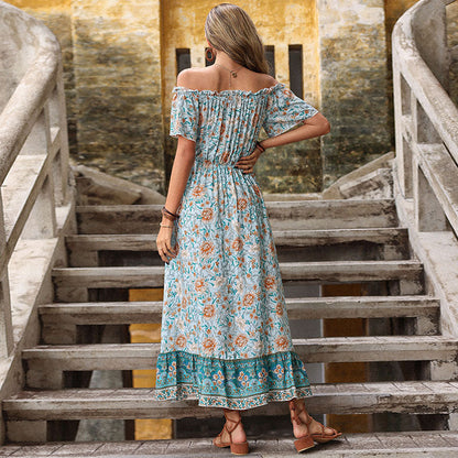 Damen Maxikleid Off-Shoulder Floralmuster Norvielle