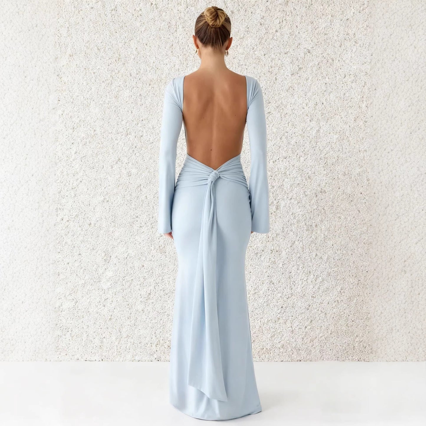 Damen Maxikleid Langarm Schwingrock Norvielle