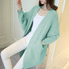 Damen Longcardigan Offene Front Feines Strickmuster Beige
