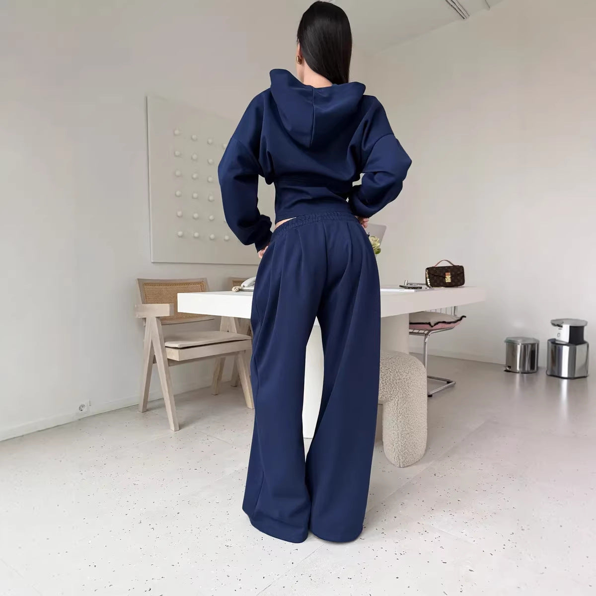 Damen Urban Hoodie Set Cropped mit weiter Hose