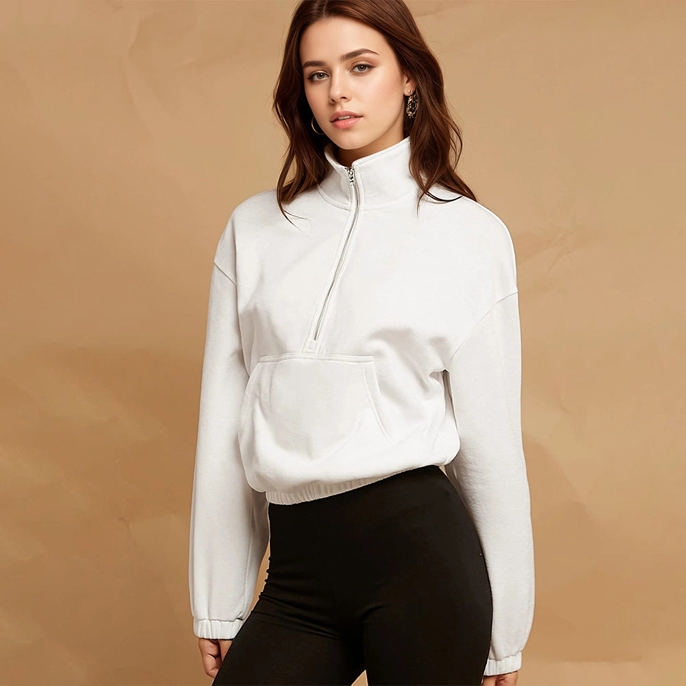 Damen Hoodie Lässig Elastischer Saum Schwarz - Norvielle