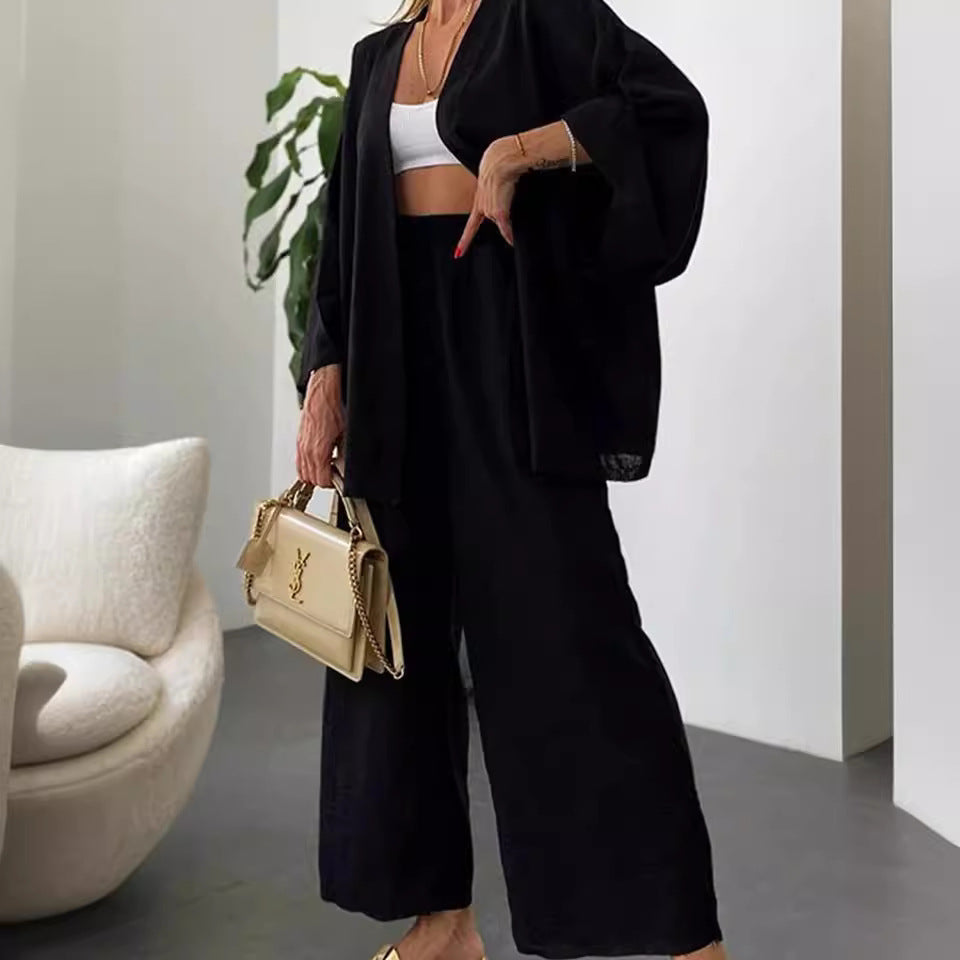 Damen Lounge-Set Weite Ärmel Elastischer Bund Norvielle