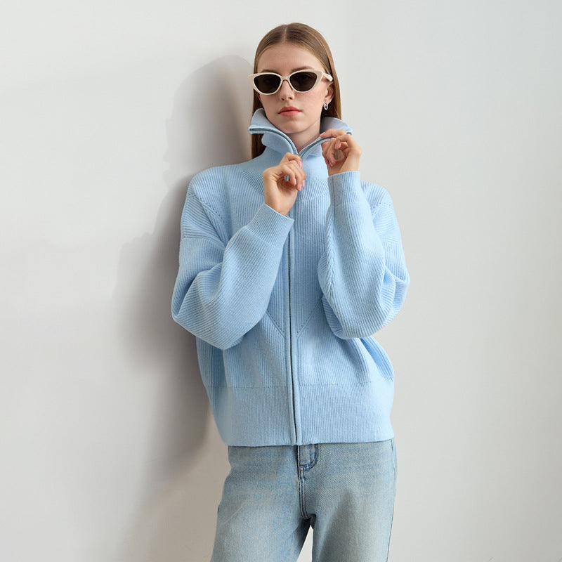Damen Oversize Pullover Kapuze Reißverschluss Norvielle