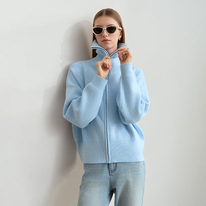 Damen Oversize Pullover Kapuze Reißverschluss Norvielle