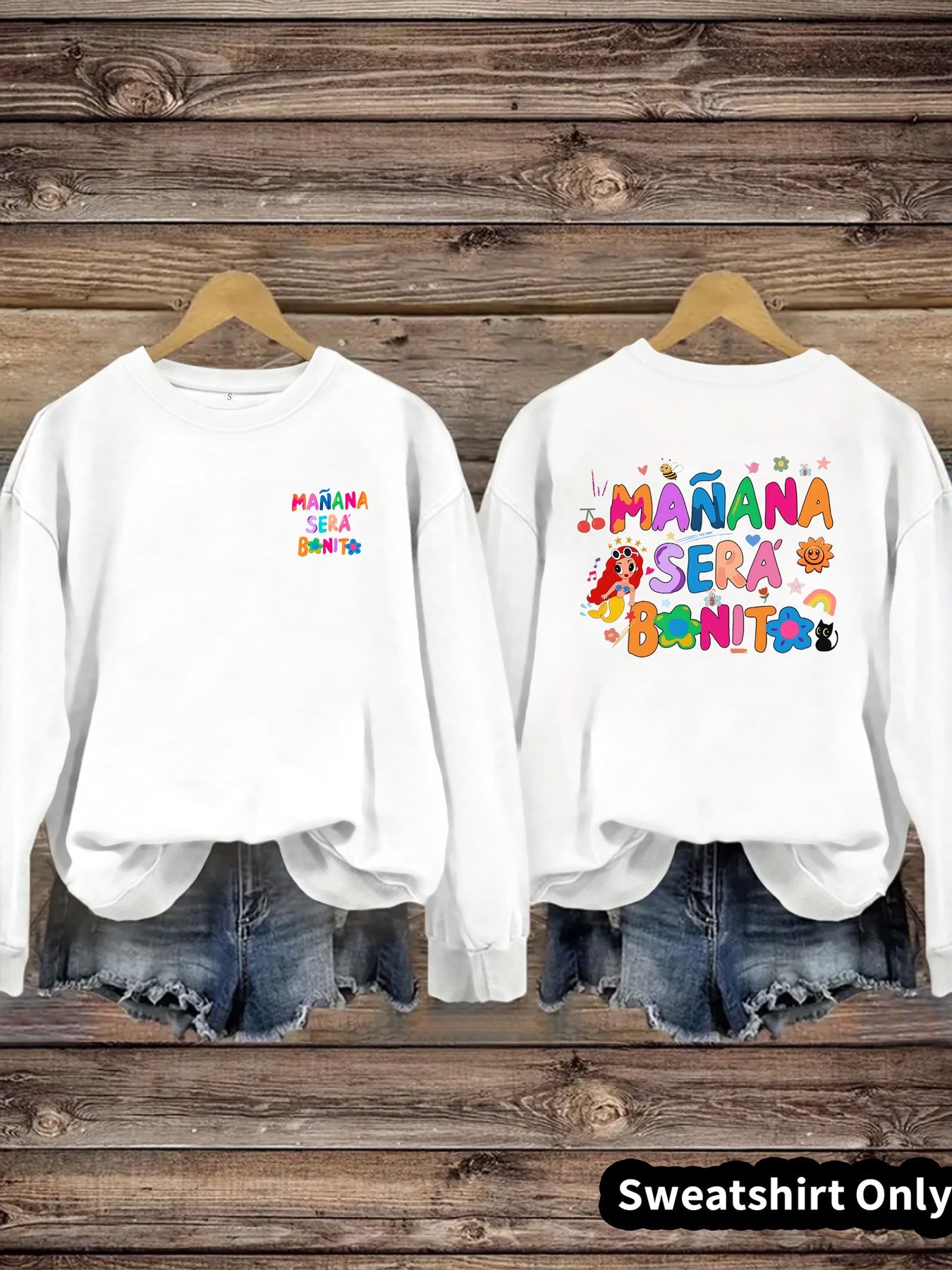 Damen Sweatshirt Verspielter Aufdruck Lässiger Schnitt Norvielle