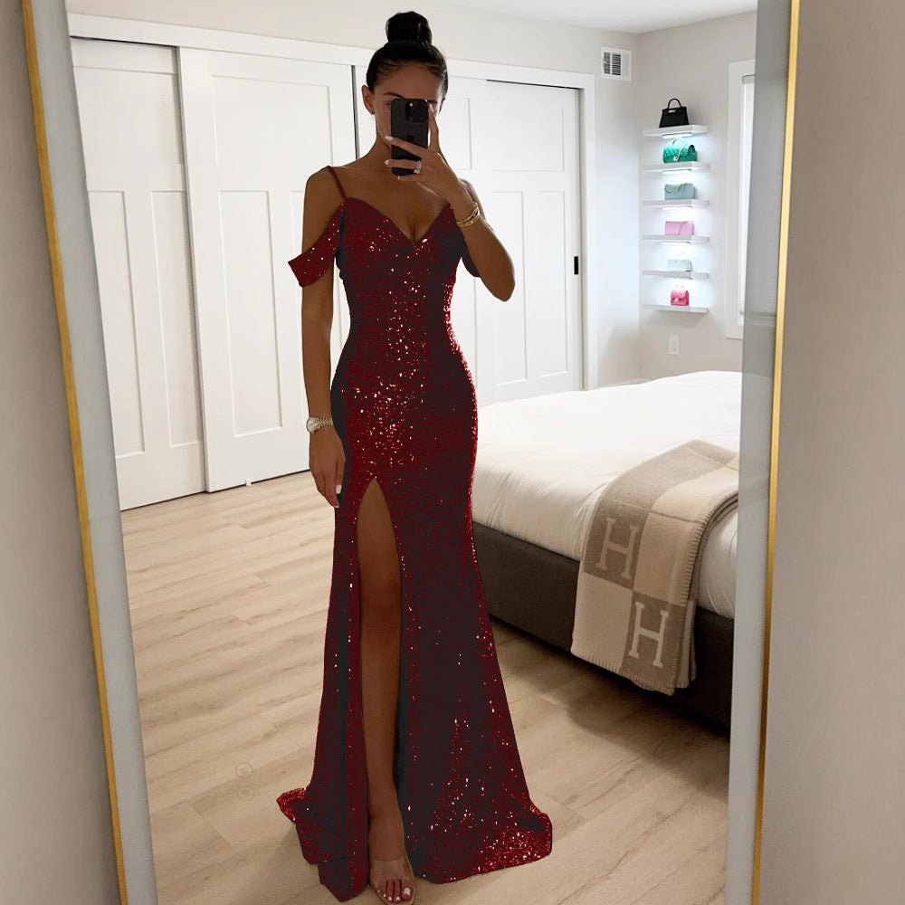 Damen Abendkleid Glitzer