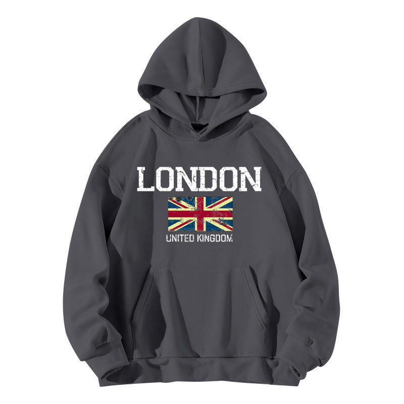 Damen Kapuzenpullover London-Style Kängurutasche Gemütlicher Schnitt