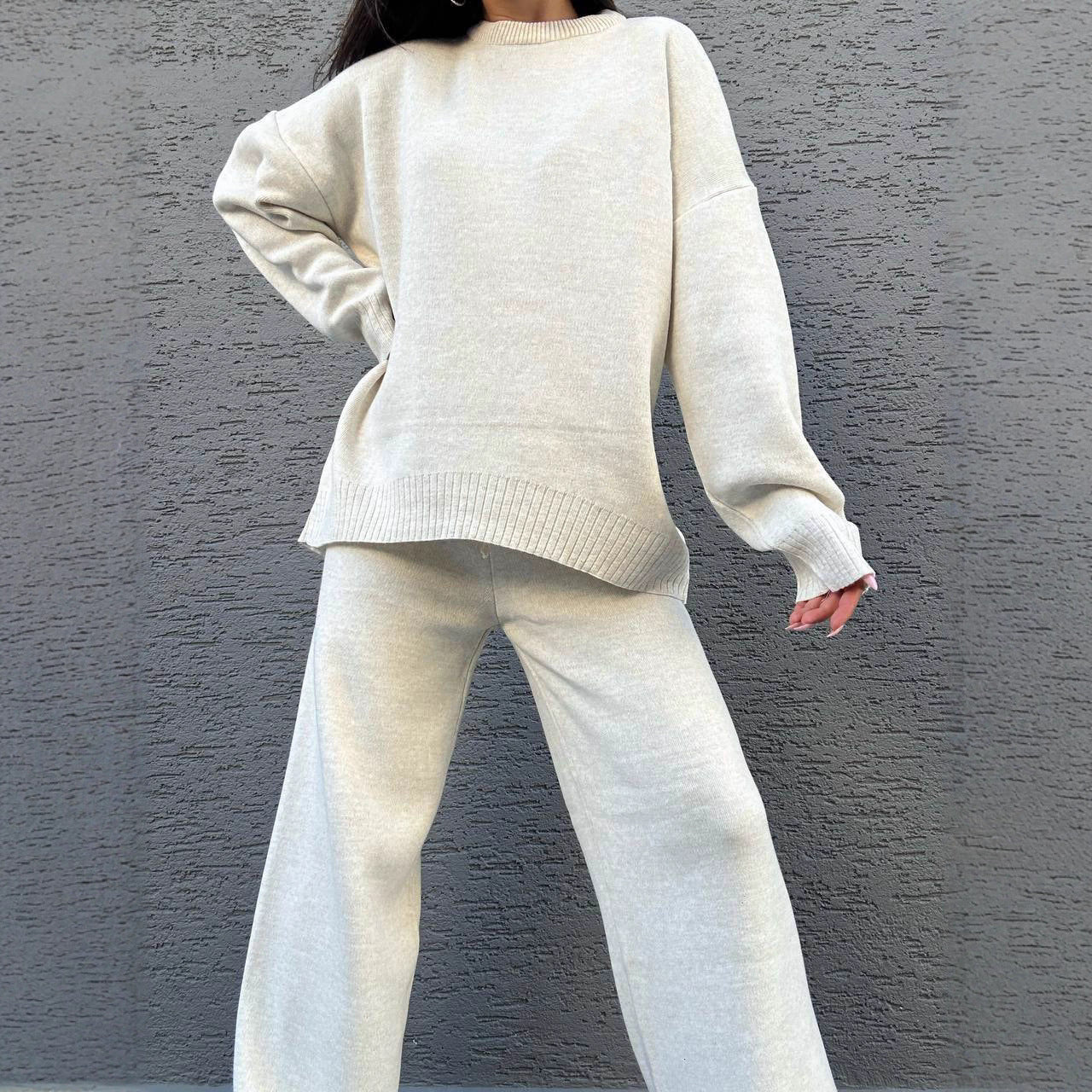 Damen Strickpullover Hochgeschlossener Kragen Breite Ärmel Norvielle