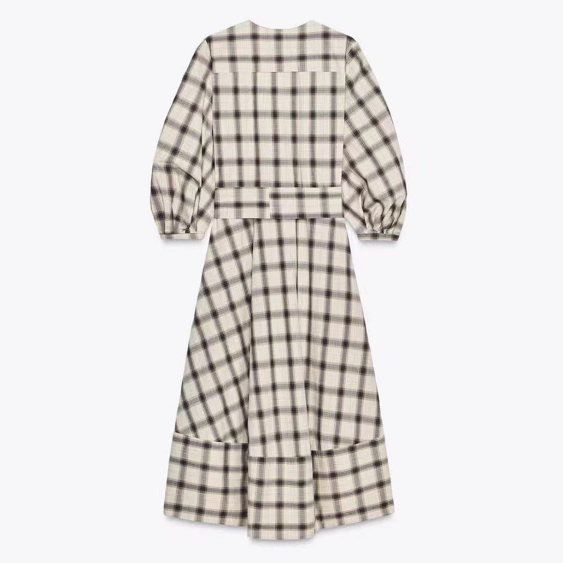Damen Maxikleid Kariert Mit Taillengürtel Norvielle