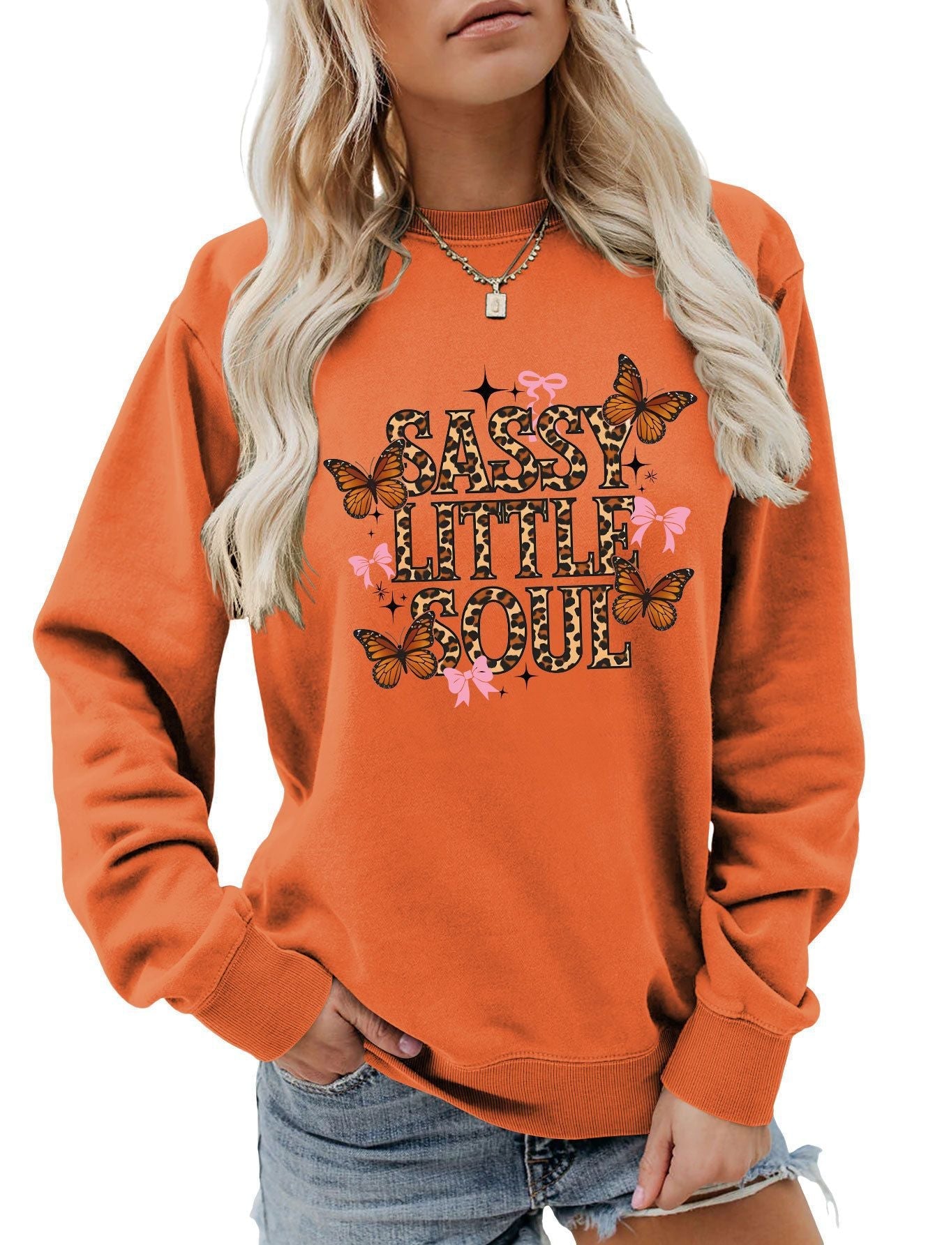 Damen Sweatshirt Schmetterlingsdesign Baumwolle Norvielle