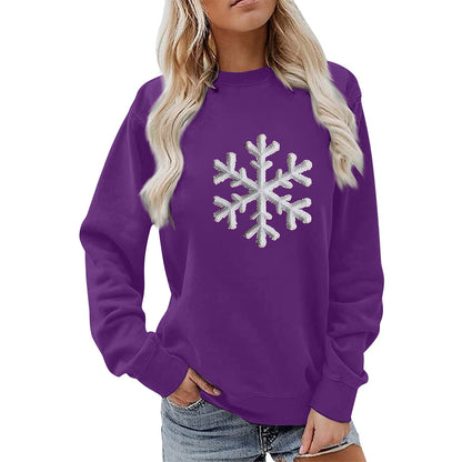 Damen Sweatshirt Schneeflockenmotiv Lässig Norvielle