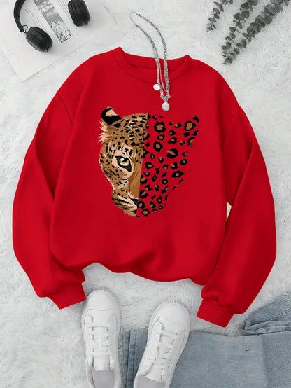 Damen Leoparden Sweatshirt Norvielle
