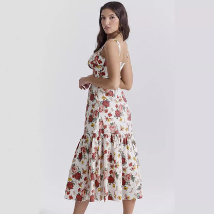 Damen Maxi-Kleid Floralmuster Seitentaschen Norvielle