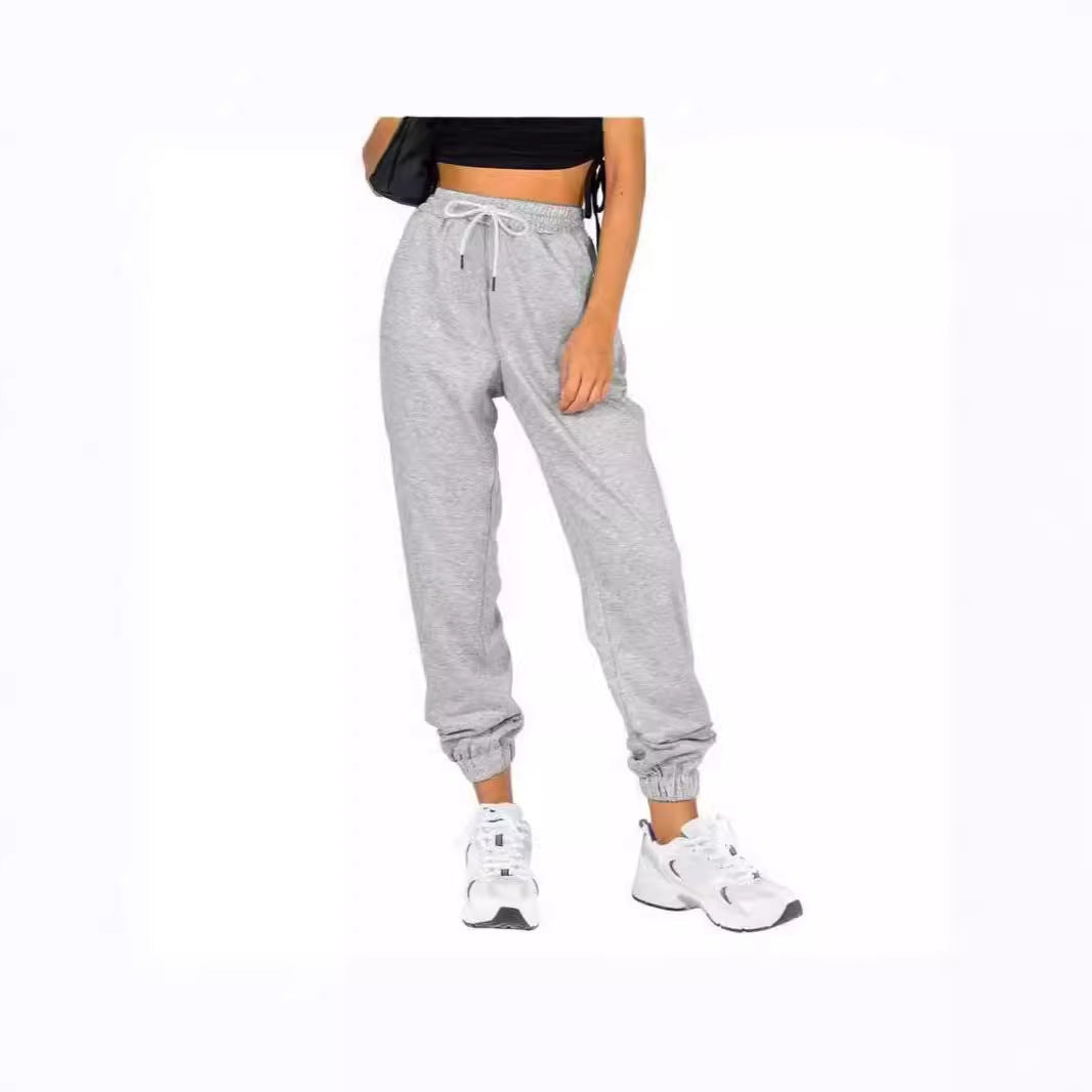 Damen Sport-Sweatpants Elastischer Bund Mit Kordelzug Beige