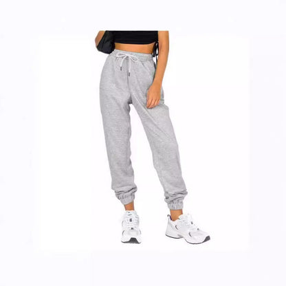 Damen Sport-Sweatpants Elastischer Bund Mit Kordelzug Beige