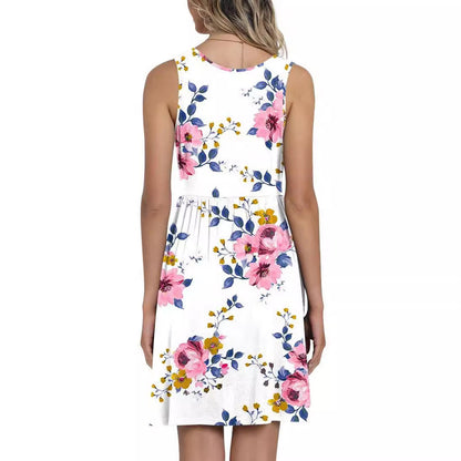 Damen Blumenkleid A-Linie V-Ausschnitt Norvielle