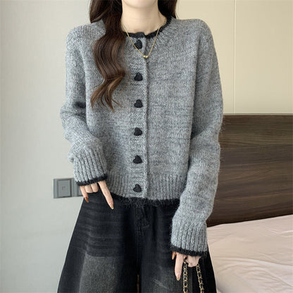 Damen Strickjacke Herzknöpfe Norvielle