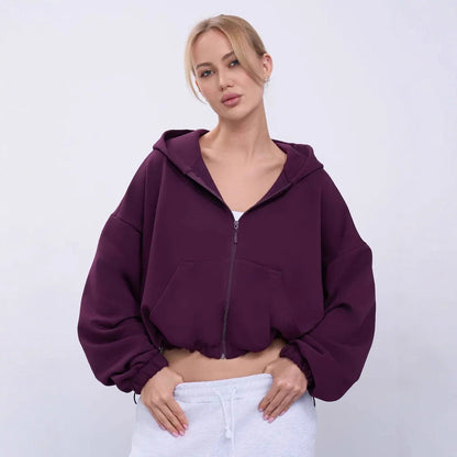 Damen Oversized Kapuzenpullover Reißverschluss Norvielle