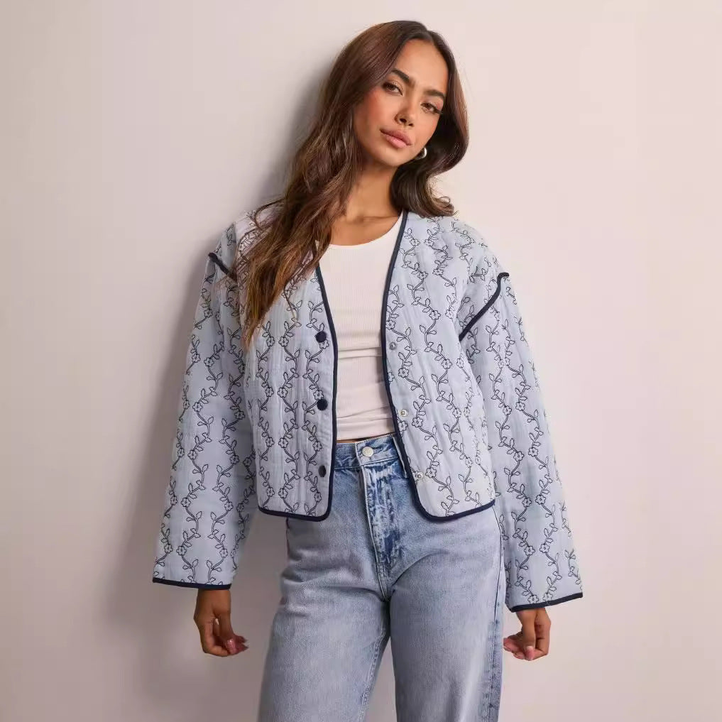 Damen Steppjacke Tailliert Grafisches Muster Norvielle - Norvielle