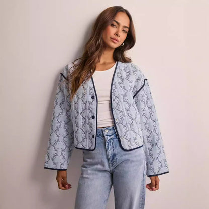 Damen Steppjacke Tailliert Grafisches Muster Norvielle - Norvielle