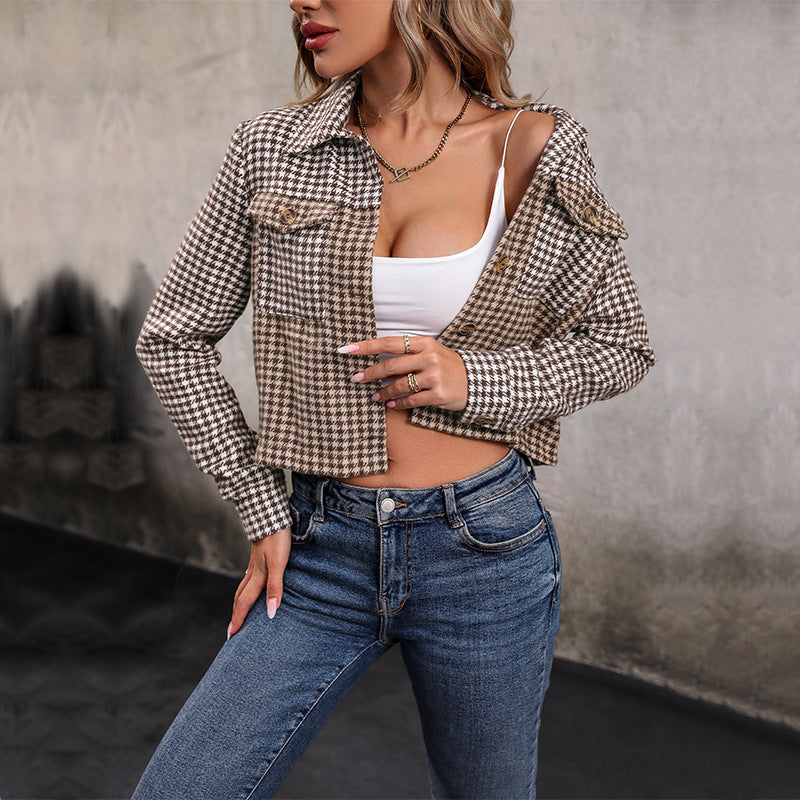 Damen Karojacke Crop-Schnitt Norvielle