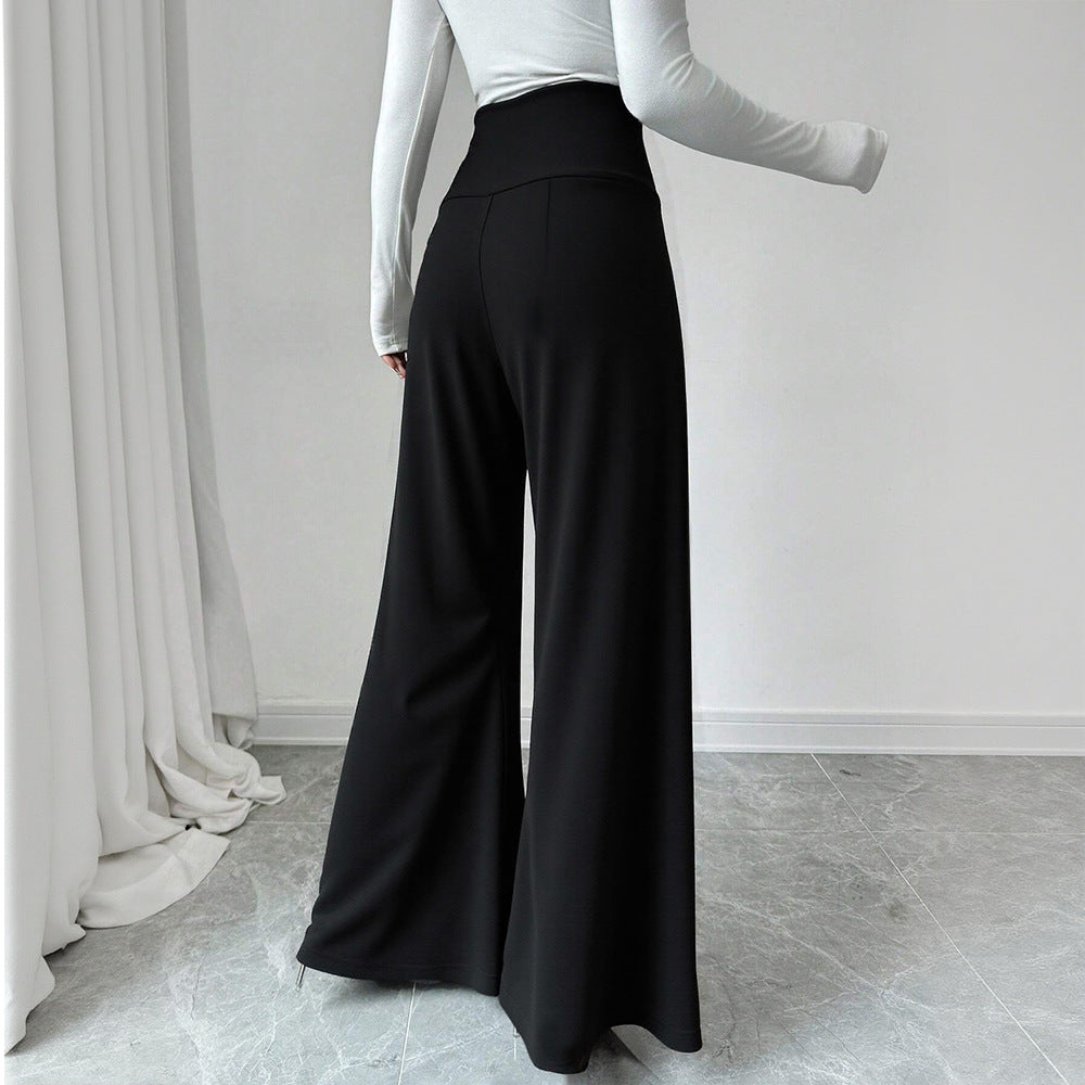 Damen Palazzo-Hose Hochtailliert Dekorative Knöpfe