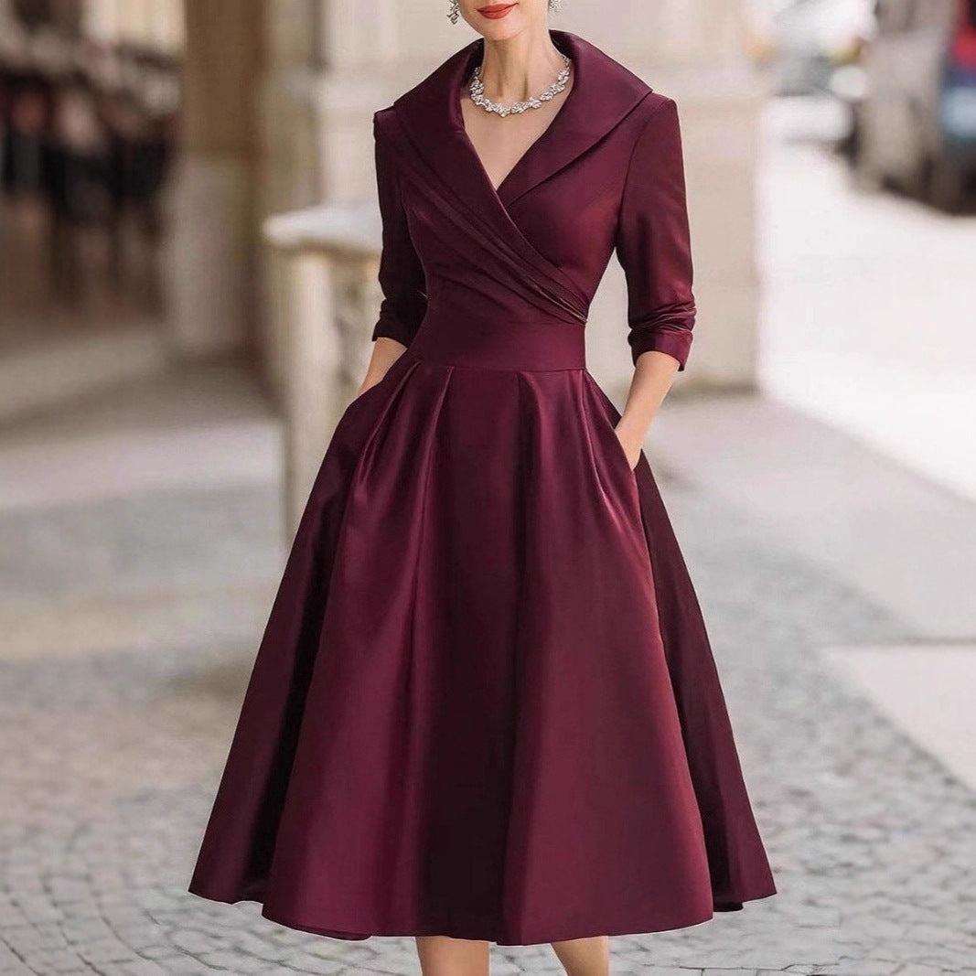 Damen Wickelkleid mit Schößchen und Taschen Norvielle