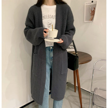 Damen Strickcardigan Übergröße Lässiger Schnitt Mit Taschen Beige