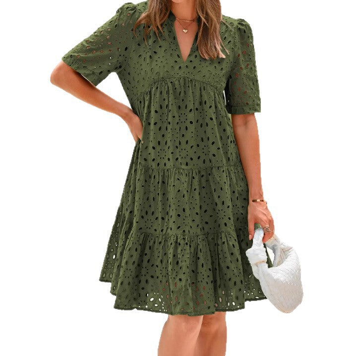 Damen Sommerkleid Luftiges Lochmuster Norvielle